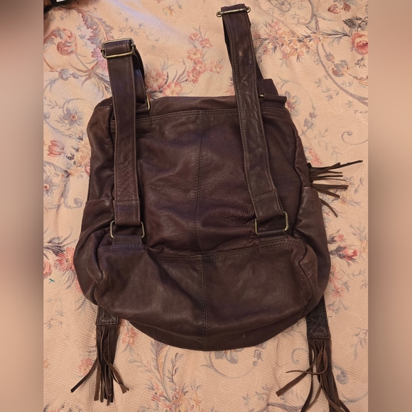 Vintage Latico Brown Leather Backpack Bag Purse With Tassels - Picture 6 of 13